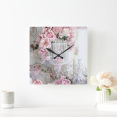 Shabby Chic Pink Rose Wall klok (Huis)