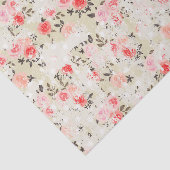 Shabby Chic Pink Roses Beige Polka Dots Tissuepapier (Detail)