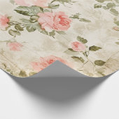  Shabby Chic Pink Roses Naadloos Patroon Cadeaupapier (Hoek)