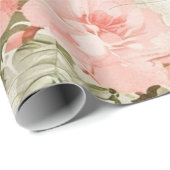  Shabby Chic Pink Roses Naadloos Patroon Cadeaupapier (Rol Hoek)