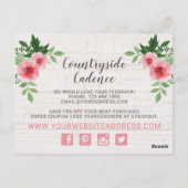 Shabby Chic Pink Roses op Rustisch Land Dank je Briefkaart (Achterkant)