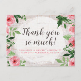 Shabby Chic Pink Roses op Rustisch Land Dank je Briefkaart