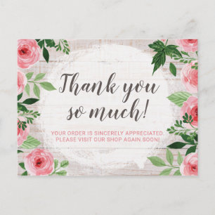 Shabby Chic Pink Roses op Rustisch Land Dank je Briefkaart
