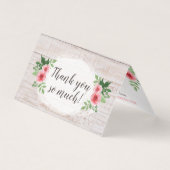 Shabby Chic Pink Roses op Rustisch Land Dank je Kaart (Voorkant)
