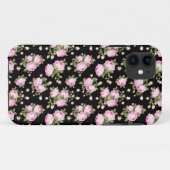 Shabby Chic Pink Roses op zwart Case-Mate iPhone Case (Achterkant (horizontaal))