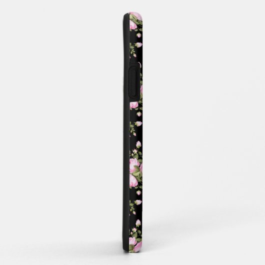 Shabby Chic Pink Roses op zwart Case-Mate iPhone Case (Achterkant/rechts)