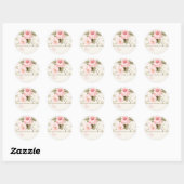 Shabby Chic Pink Roses Personalized To and From Ronde Sticker (Vel)