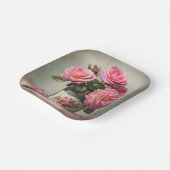 Shabby Chic Pink Roses Square Paper Bord (Gebogen)