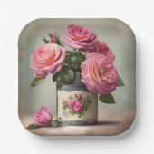 Shabby Chic Pink Roses Square Paper Bord (Voorkant)