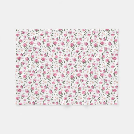 Shabby Chic Pink Roses vleece Blanket Fleece Deken (Voorkant (Horizontaal))