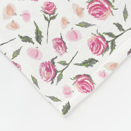 Shabby Chic Pink Roses  vleece Blanket Fleece Deken (Hoek)