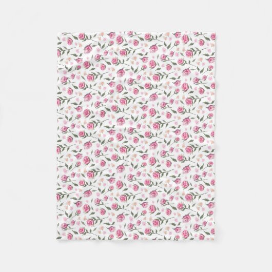 Shabby Chic Pink Roses  vleece Blanket Fleece Deken (Voorkant)