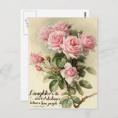 Shabby Chic Pink Victoriaans Rozen Briefkaart (Voorkant / Achterkant)