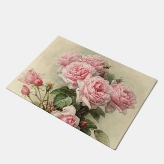 Shabby Chic Pink Victoriaans Rozen Deurmat (Schuin)