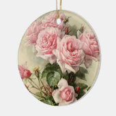 Shabby Chic Pink Victoriaans Rozen Keramisch Ornament (Links)