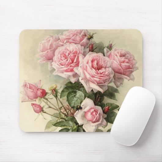 Shabby Chic Pink Victoriaans Rozen Muismat (Met muis)