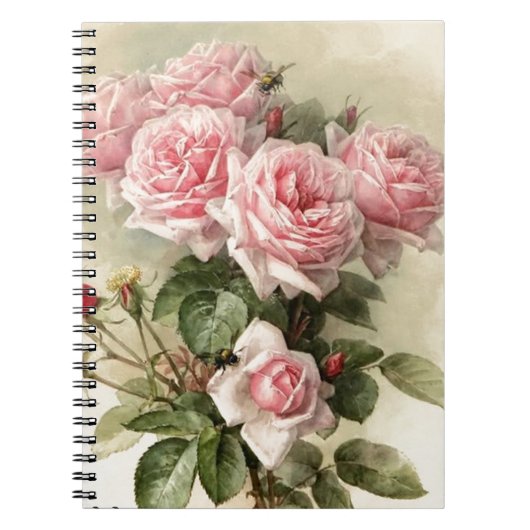 Shabby Chic Pink Victoriaans Rozen Notitieboek (Voorkant)
