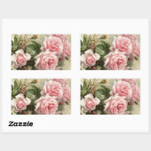 Shabby Chic Pink Victoriaans Rozen Rechthoekige Sticker (Vel)