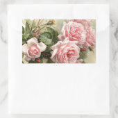Shabby Chic Pink Victoriaans Rozen Rechthoekige Sticker (Tas)