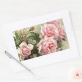 Shabby Chic Pink Victoriaans Rozen Rechthoekige Sticker (Envelop)