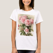 Shabby Chic Pink Victoriaans Rozen T-shirt (Voorkant)