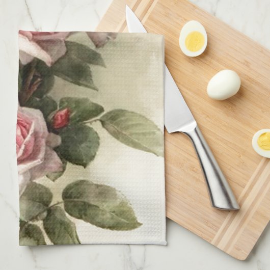 Shabby Chic Pink Victoriaans Rozen Theedoek (Quarter Fold)