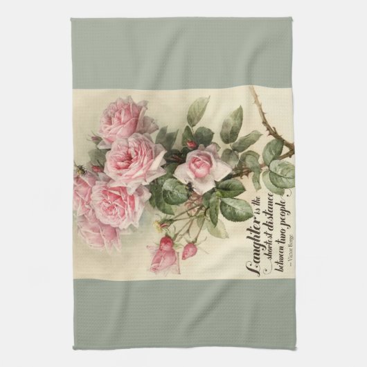 Shabby Chic Pink Victoriaans Rozen Theedoek (Verticaal)