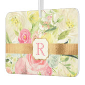 Shabby Chic  Pink Waterverf Roos Monogram Luchtverfrisser (Links)