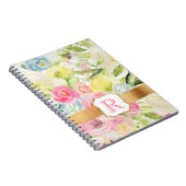 Shabby Chic  Pink Waterverf Roos Monogram Notitieboek (Rechterzijde)