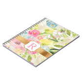 Shabby Chic  Pink Waterverf Roos Monogram Notitieboek (Linkerzijde)