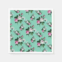  Shabby Chic Pink White Roses Patter Servetten