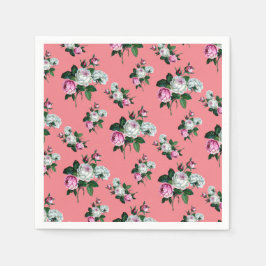  Shabby Chic Pink White Roses Patter Servetten