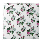  Shabby Chic Pink White Roses Pattern Tegeltje (Voorkant)