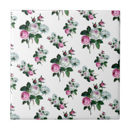  Shabby Chic Pink White Roses Pattern Tegeltje