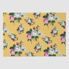  Shabby Chic Pink White Roses Pattern Tissuepapier