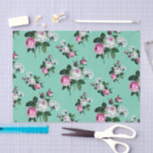 Shabby Chic Pink White Roses Pattern Tissuepapier (Craft)