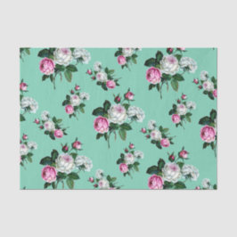  Shabby Chic Pink White Roses Pattern Tissuepapier