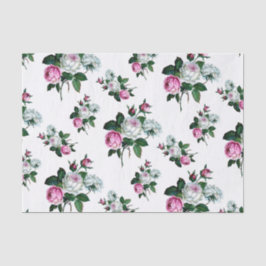 Shabby Chic Pink White Roses Pattern Tissuepapier