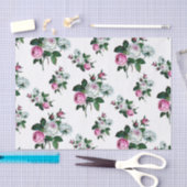  Shabby Chic Pink White Roses Pattern Tissuepapier (Craft)