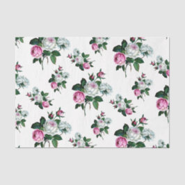  Shabby Chic Pink White Roses Pattern Tissuepapier
