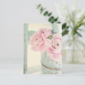 Shabby Chic Pitcher of Pink Flowers Briefkaart (Staand voorkant)