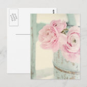 Shabby Chic Pitcher of Pink Flowers Briefkaart (Voorkant / Achterkant)