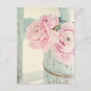 Shabby Chic Pitcher of Pink Flowers Briefkaart