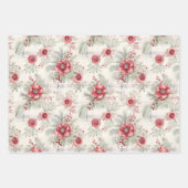 Shabby Chic Plaid Floral Berry Mix Inpakpapier Vel (Voorkant)