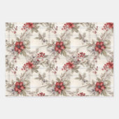 Shabby Chic Plaid Floral Berry Mix Inpakpapier Vel (Voorkant 2)