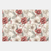 Shabby Chic Plaid Floral Berry Mix Inpakpapier Vel (Voorkant)