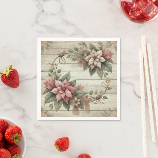Shabby Chic Poinsettia Garland Decoupage Servetten (Insitu)