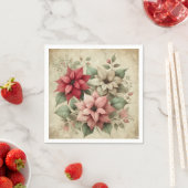 Shabby Chic Poinsettias op linnen Decoupage servet (Insitu)