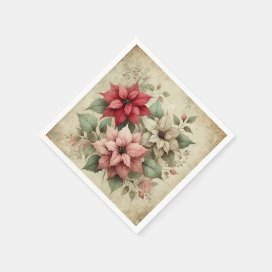 Shabby Chic Poinsettias op linnen Decoupage servet (Hoek)