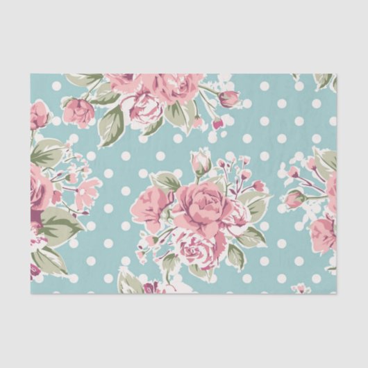 shabby chic, polka dots, roze rozen, , schattig, v tissuepapier (Voorkant)